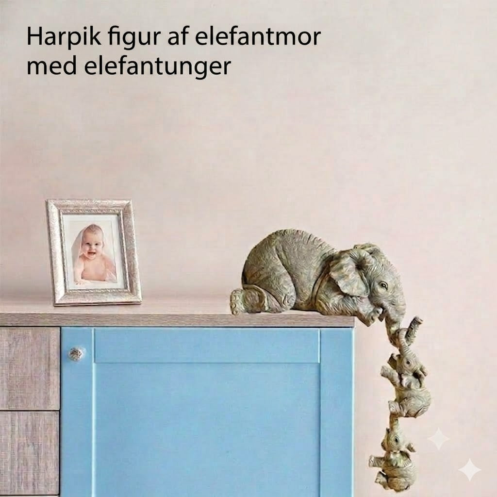 Elefantformet harpiksfigur — symboliserer stærke familiebånd