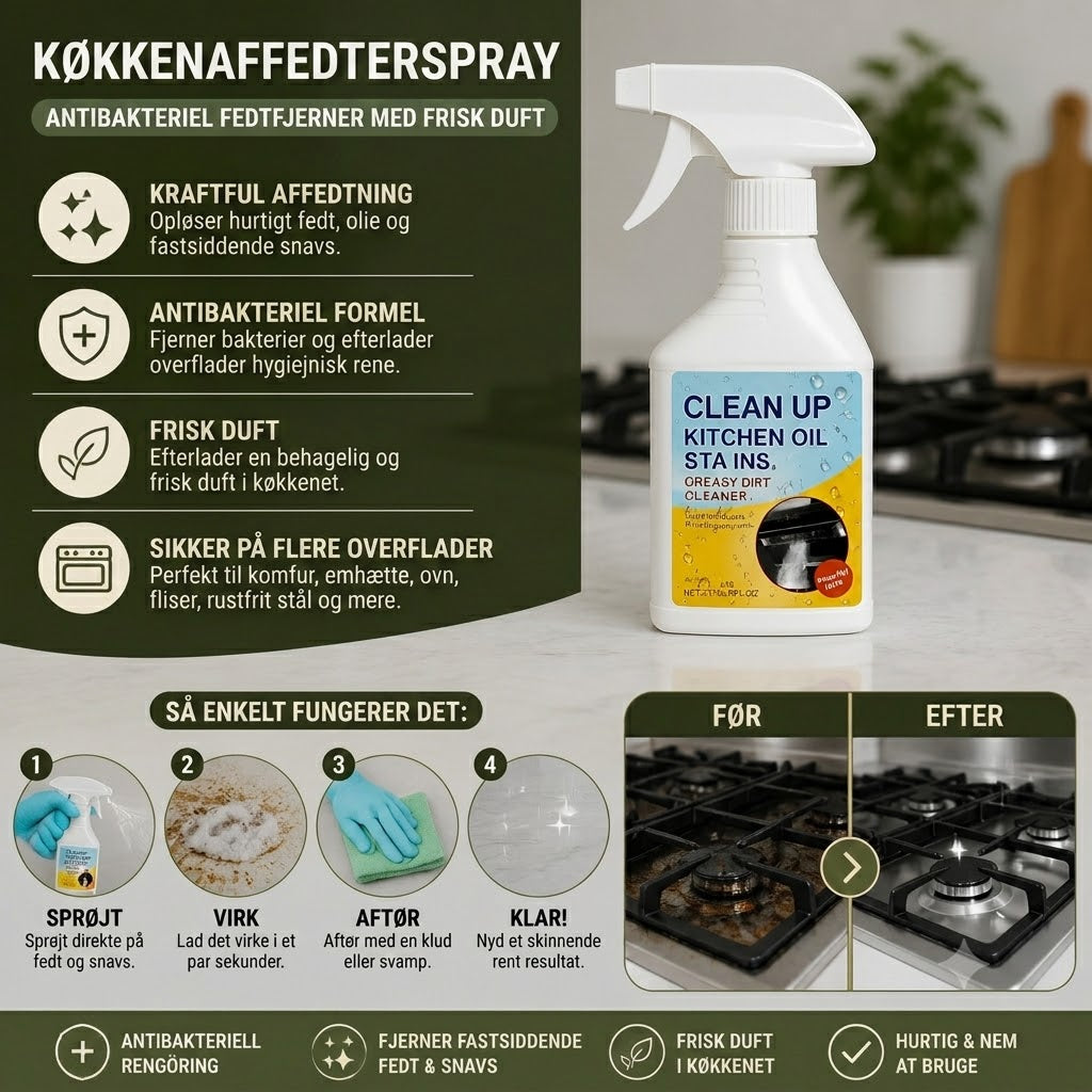 Køkken-affedtningsspray – Antibakteriel affedtning med en frisk duft.