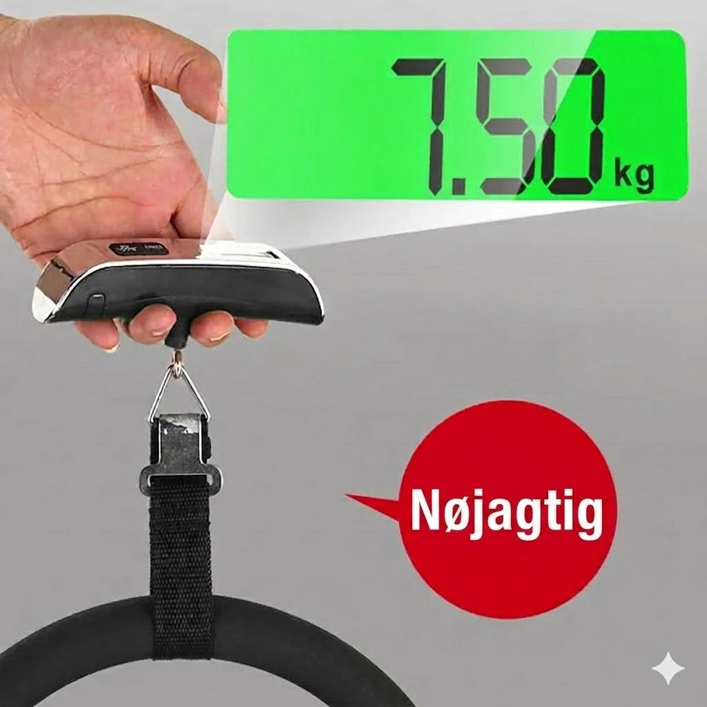 Bærbar bagagevægt med LCD-display
