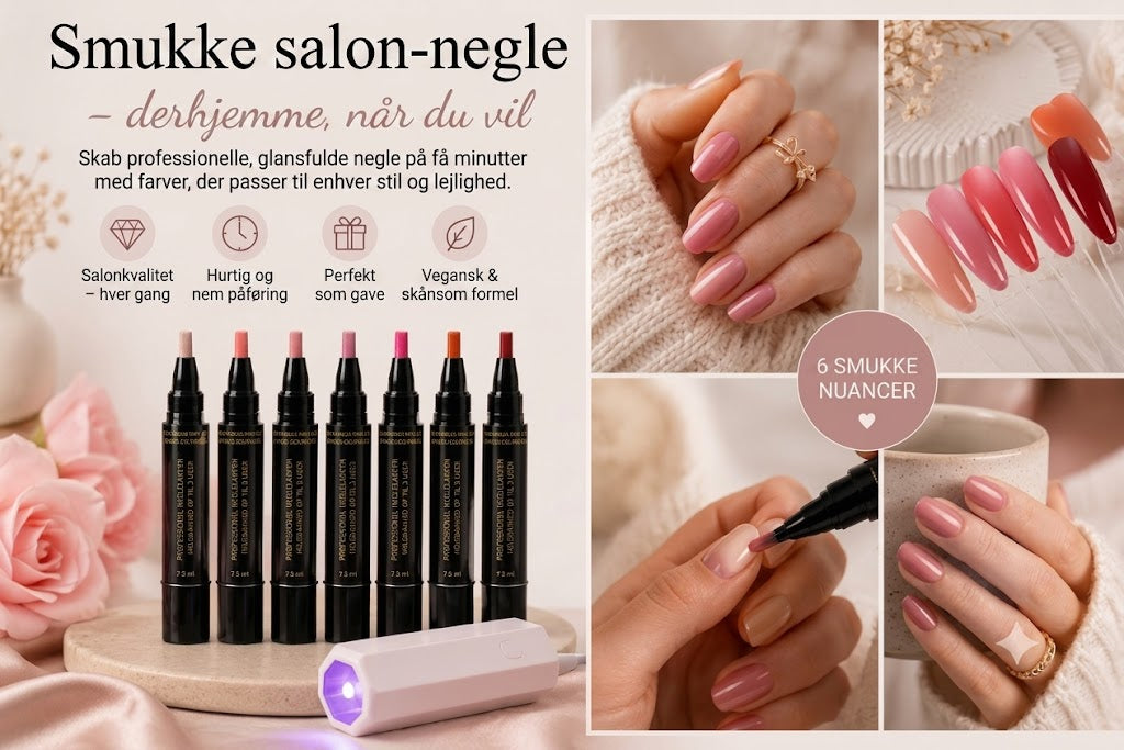 SalonPen – 3-i-1 neglepen (med UV-lampe) – 6-pak