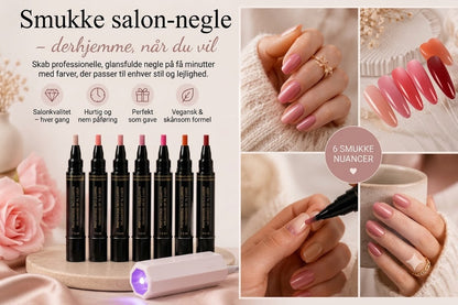 SalonPen – 3-i-1 neglepen (med UV-lampe) – 6-pak