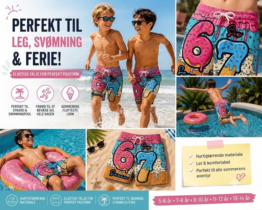 🍦Shorts med is- og donutprint🍩