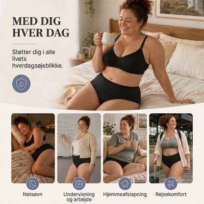Højtaljede lækagesikre menstruationstrusser med for- og bagbeskyttelse – effektiv beskyttelse mod side-lækkage