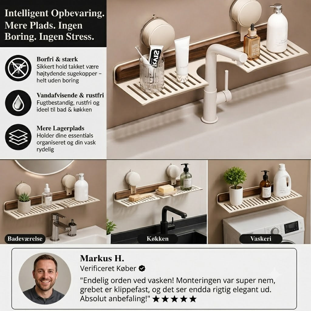 Moderne vask-arrangør med sugekop – ingen boring påkrævet, skab et stilfuldt hjem