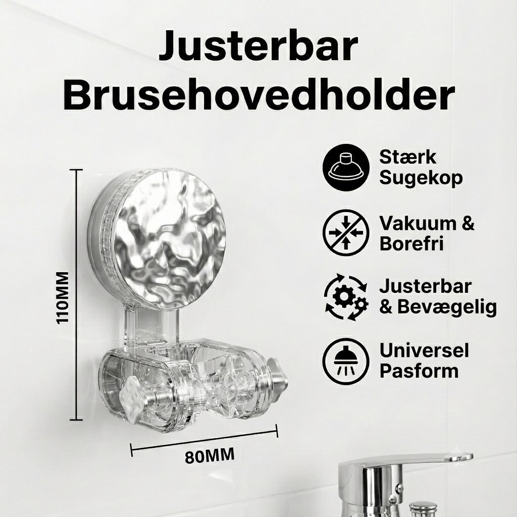 Justerbar og flytbar holder til bruser – fleksibel holder til håndbruser uden boring