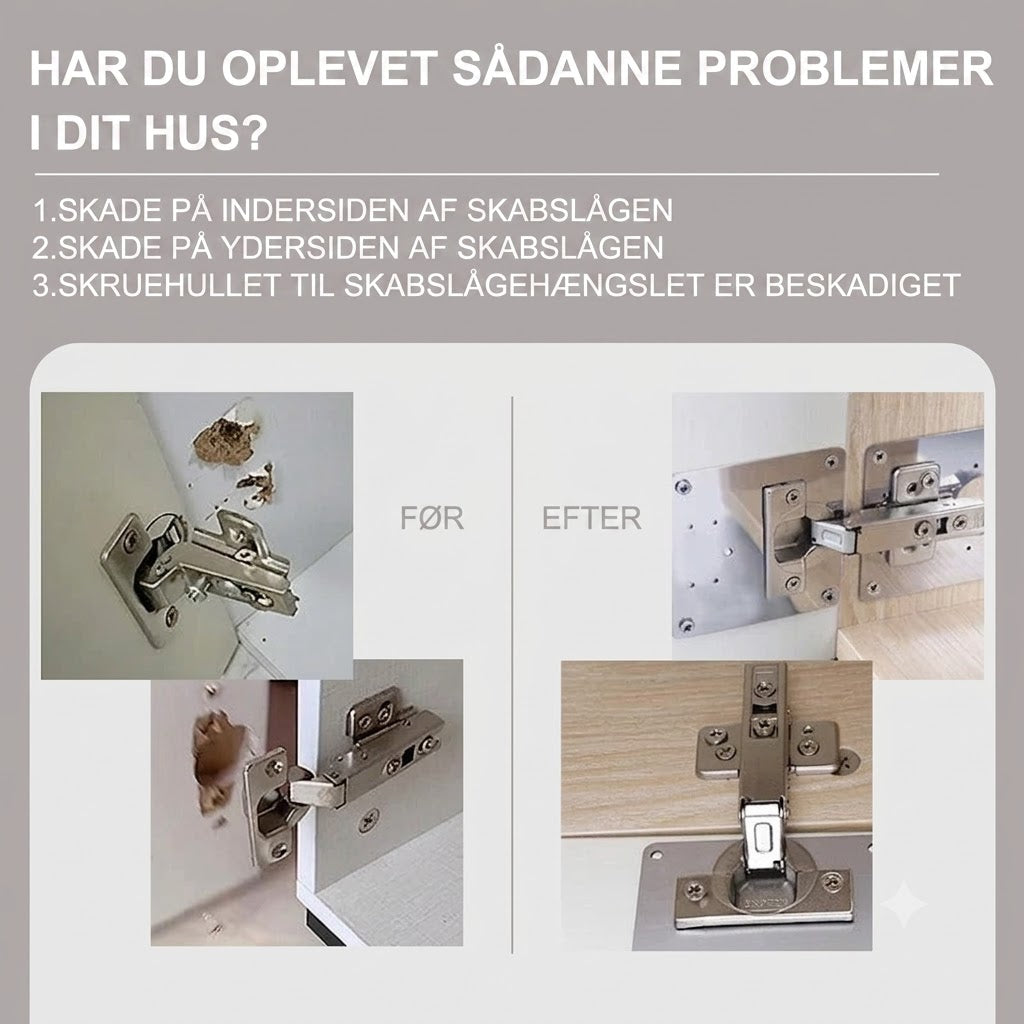 Reparationssæt til skabshængsler