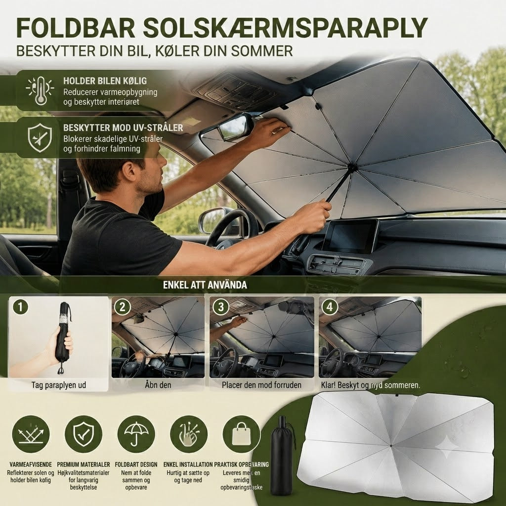 Foldbar solskærm til forrude – effektiv UV-beskyttelse og solskærmning til bilen🚗☂️