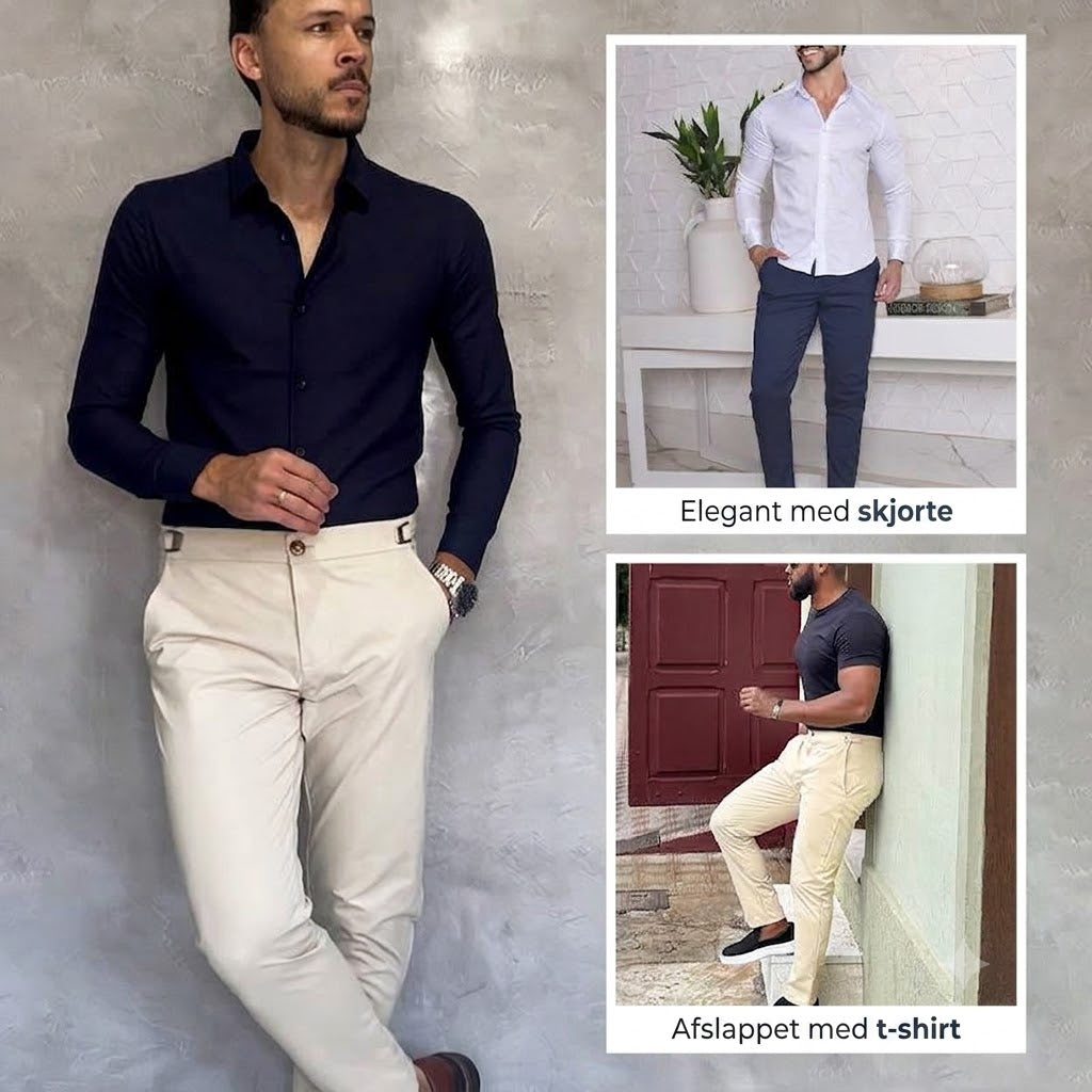 Herrebukser med stretch og slim fit