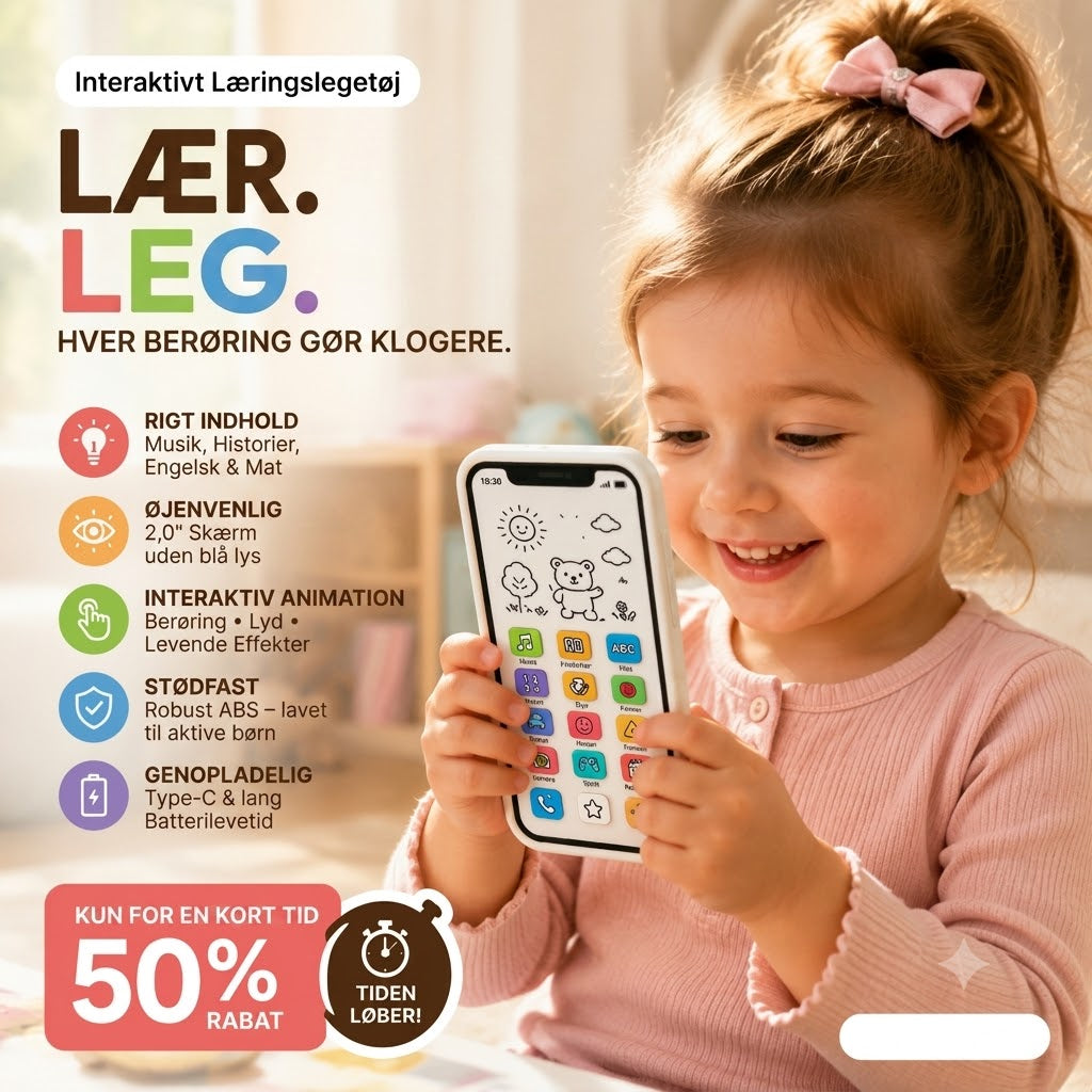🔥📢 50% RABAT📱 Lærings-smartphone til børn | Læring gennem leg, øjenvenligt design – Det ideelle valg til indlæring ✨👶