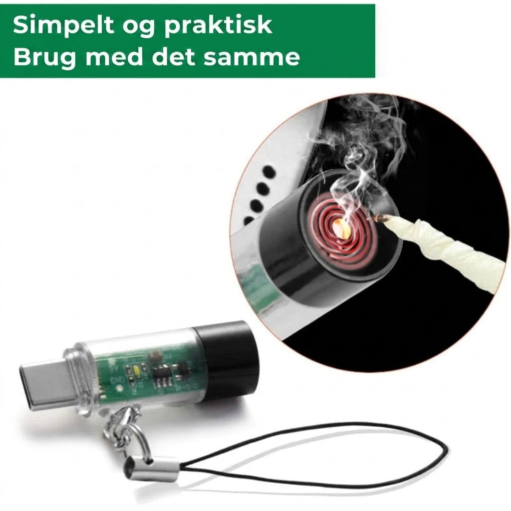 Mini plasmalighter – genopladelig via USB-C