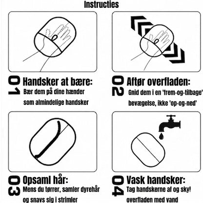 Handsker til fjernelse af statisk elektricitet fra kæledyrshår