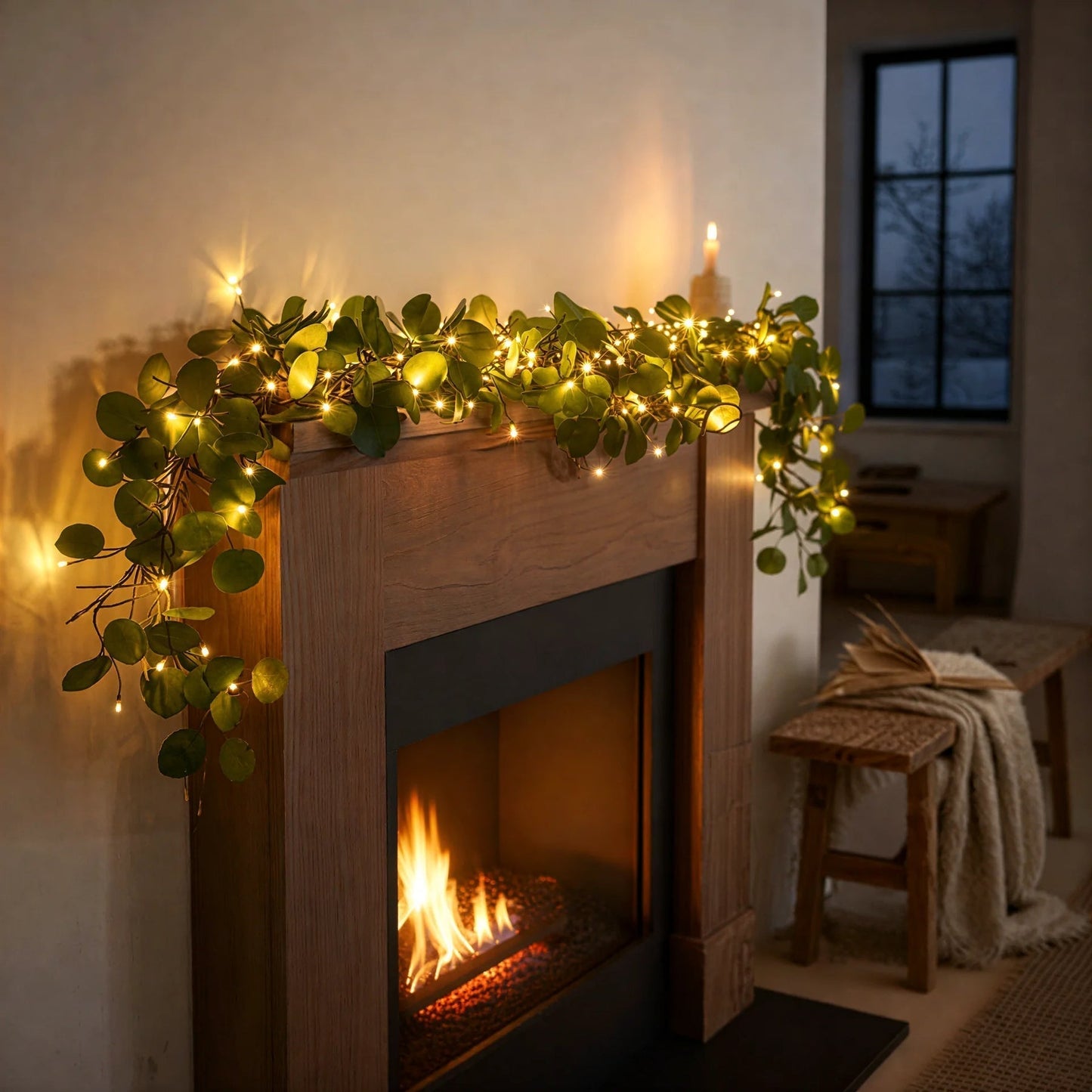 Stemningsfuld olivengren-lyskæde (Trådløs)