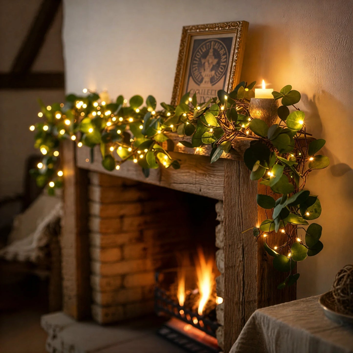 Stemningsfuld olivengren-lyskæde (trådløs)