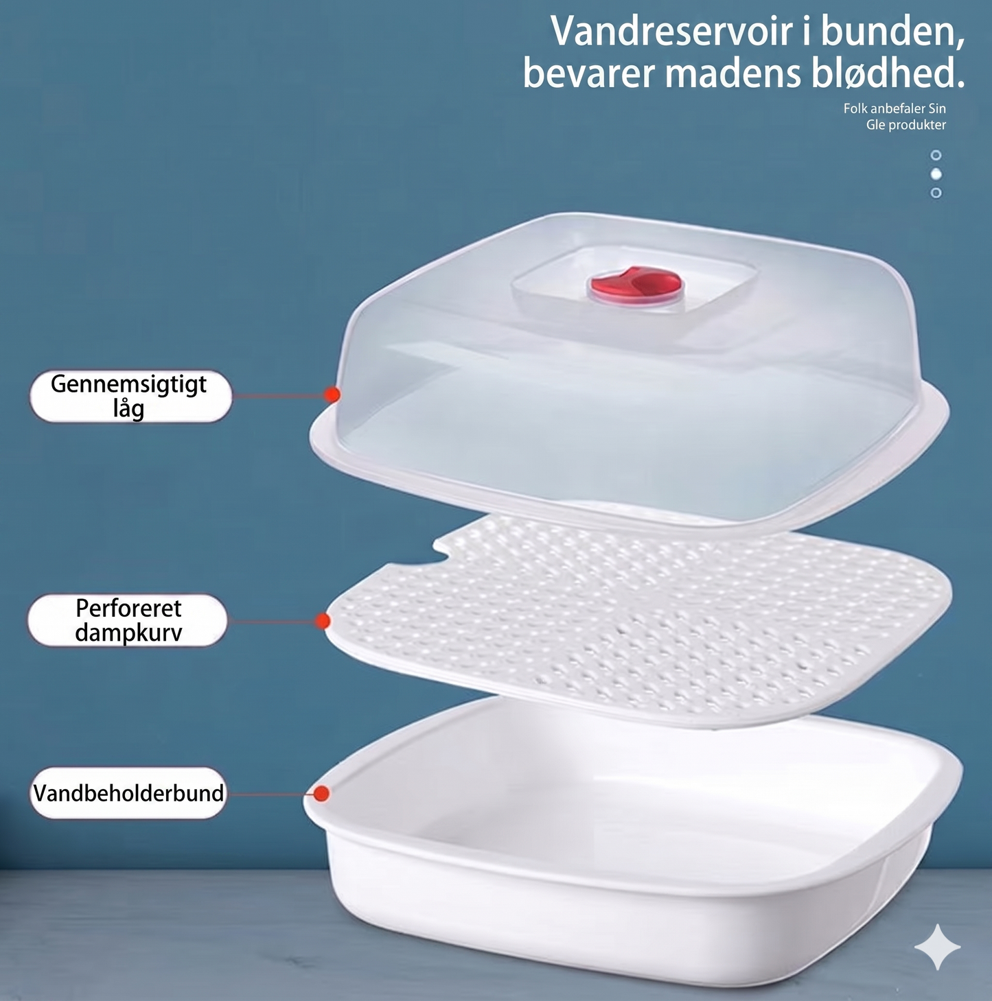 Multifunktionel dampkoger til mikroovn – med holde-varm-funktion – sund madlavning