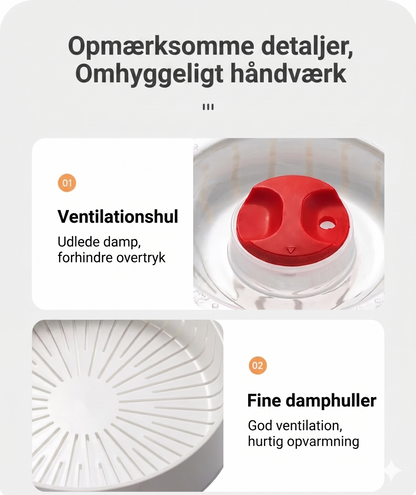 Multifunktionel dampkoger til mikroovn – med holde-varm-funktion – sund madlavning