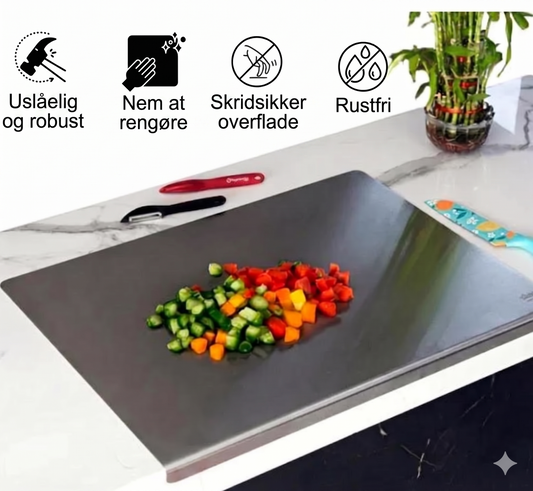 Rustfrit stål skærebræt til køkkenbordplade