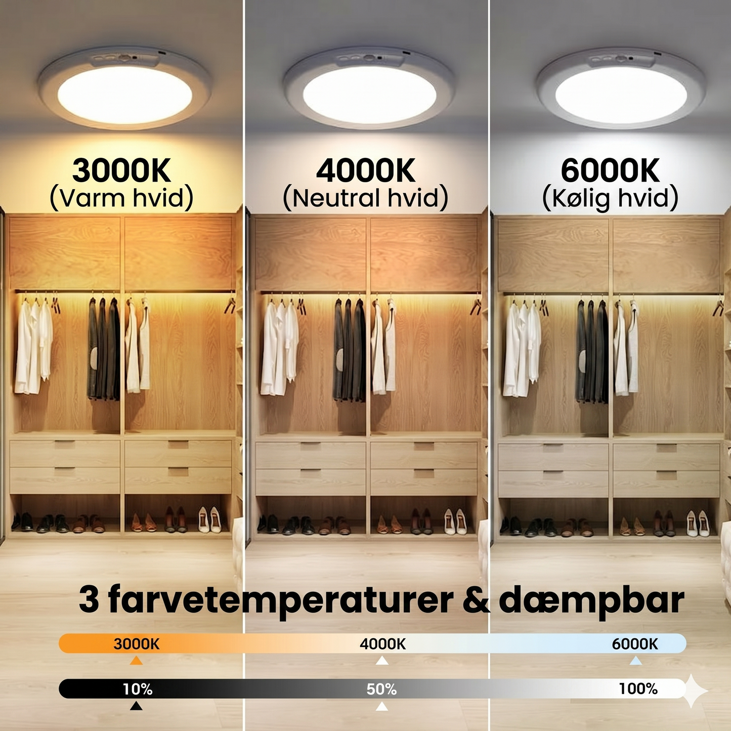 Genopladelig loftlampe med bevægelsessensor – trådløs – inkl. fjernbetjening