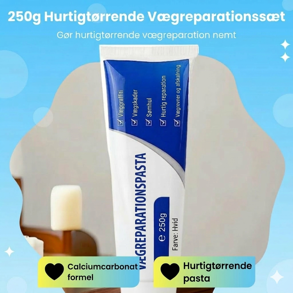 Hvid vægspartel – 250 g – til reparation af huller og revner