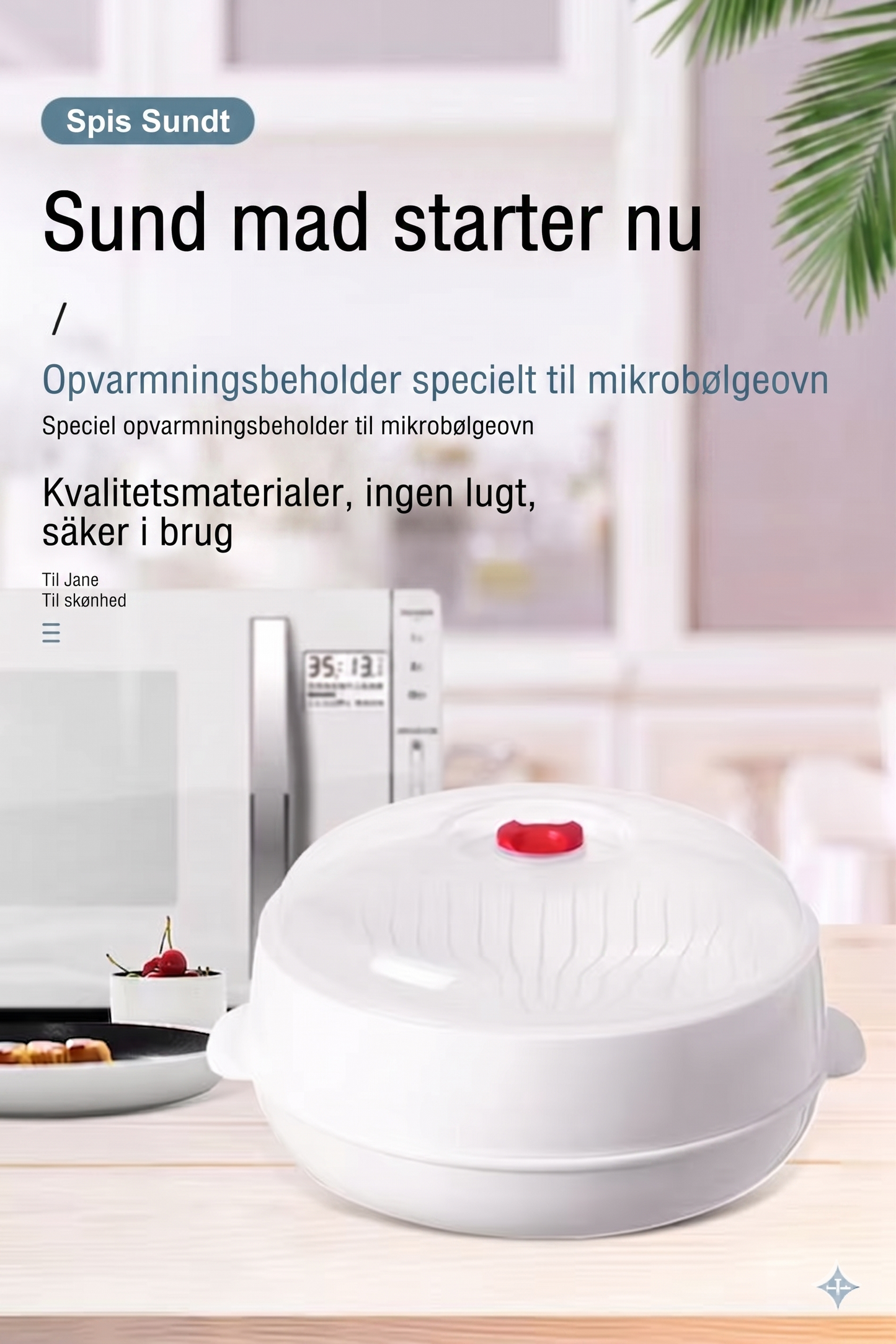 Multifunktionel dampkoger til mikroovn – med holde-varm-funktion – sund madlavning