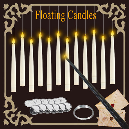 Svævende stearinlys🕯️: 🔮LED-stearinlys med magisk tryllestav – Stemningsfuld halloween-dekorationsbelysning🎃