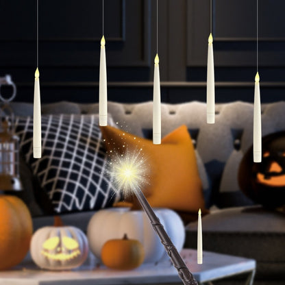 Svævende stearinlys🕯️: 🔮LED-stearinlys med magisk tryllestav – Stemningsfuld halloween-dekorationsbelysning🎃