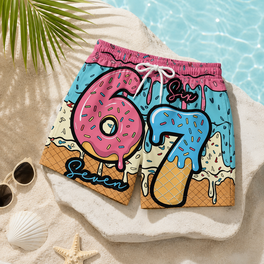 🍦Shorts med is- og donutprint🍩