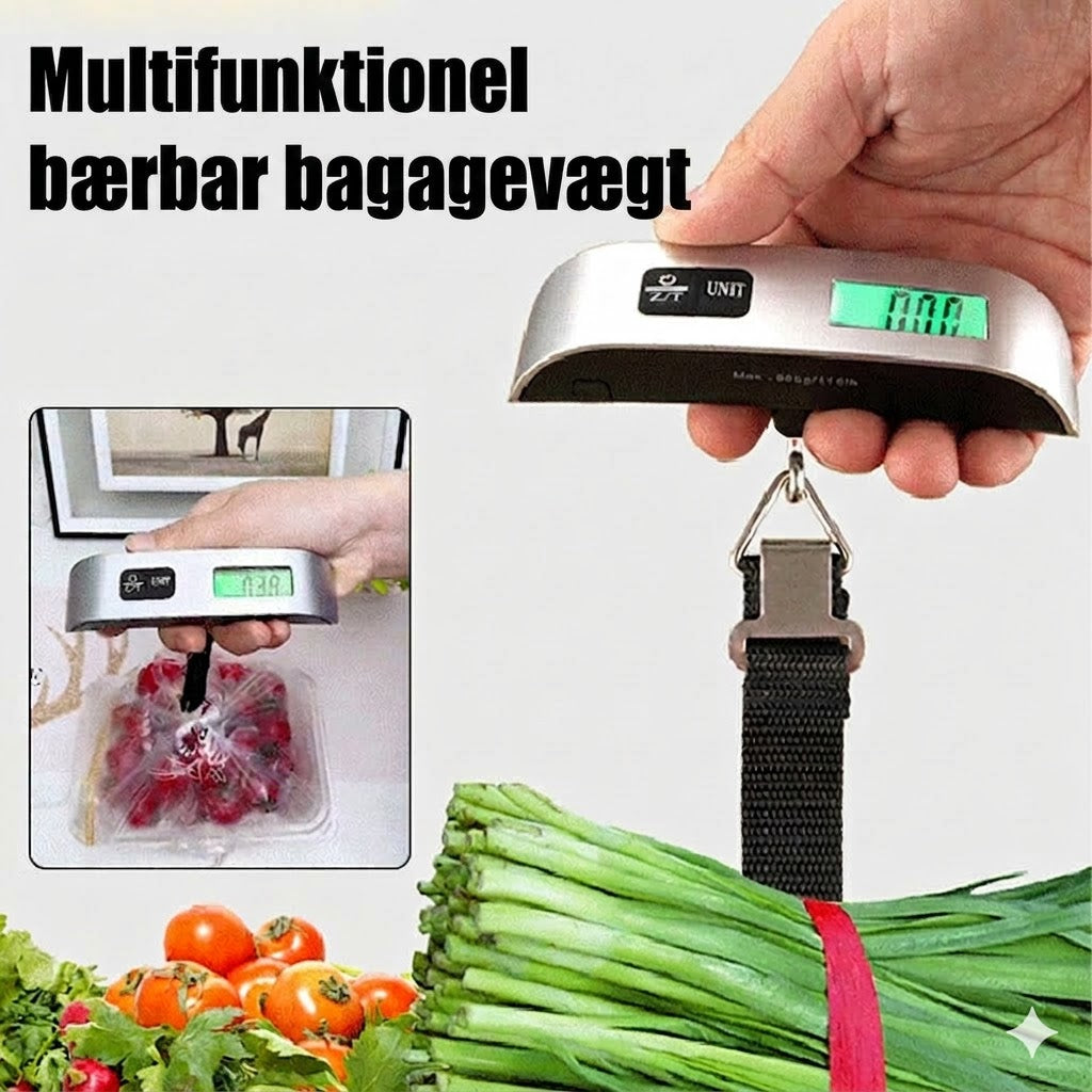 Bærbar bagagevægt med LCD-display