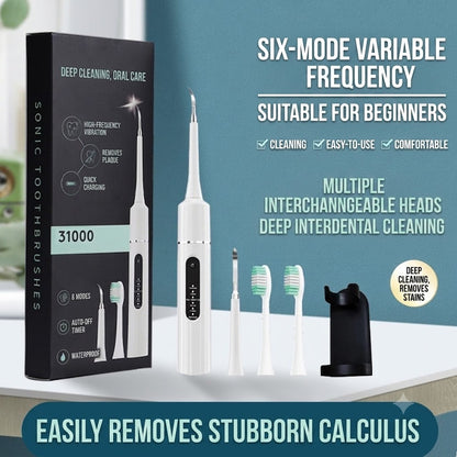 ✨ 5-i-1 Ultralydstandrenser – 6 tilstande med rensehoveder, op til 58 dages batterilevetid 🦷⚡