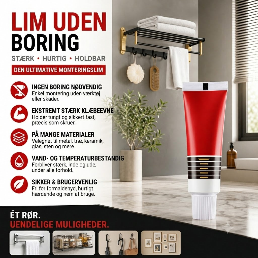 🔥📢 Tidsbegrænset tilbud: 1+1 gratis!✨ Sømfri lim – Stærk vedhæftning uden boring, ideel til alle dine limbehov! ✨