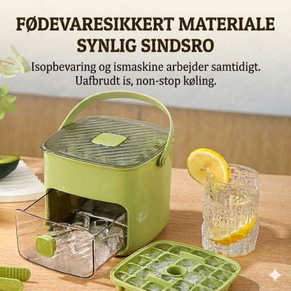 Isterningebakke i silikone med låg – klembar iskop med håndtag