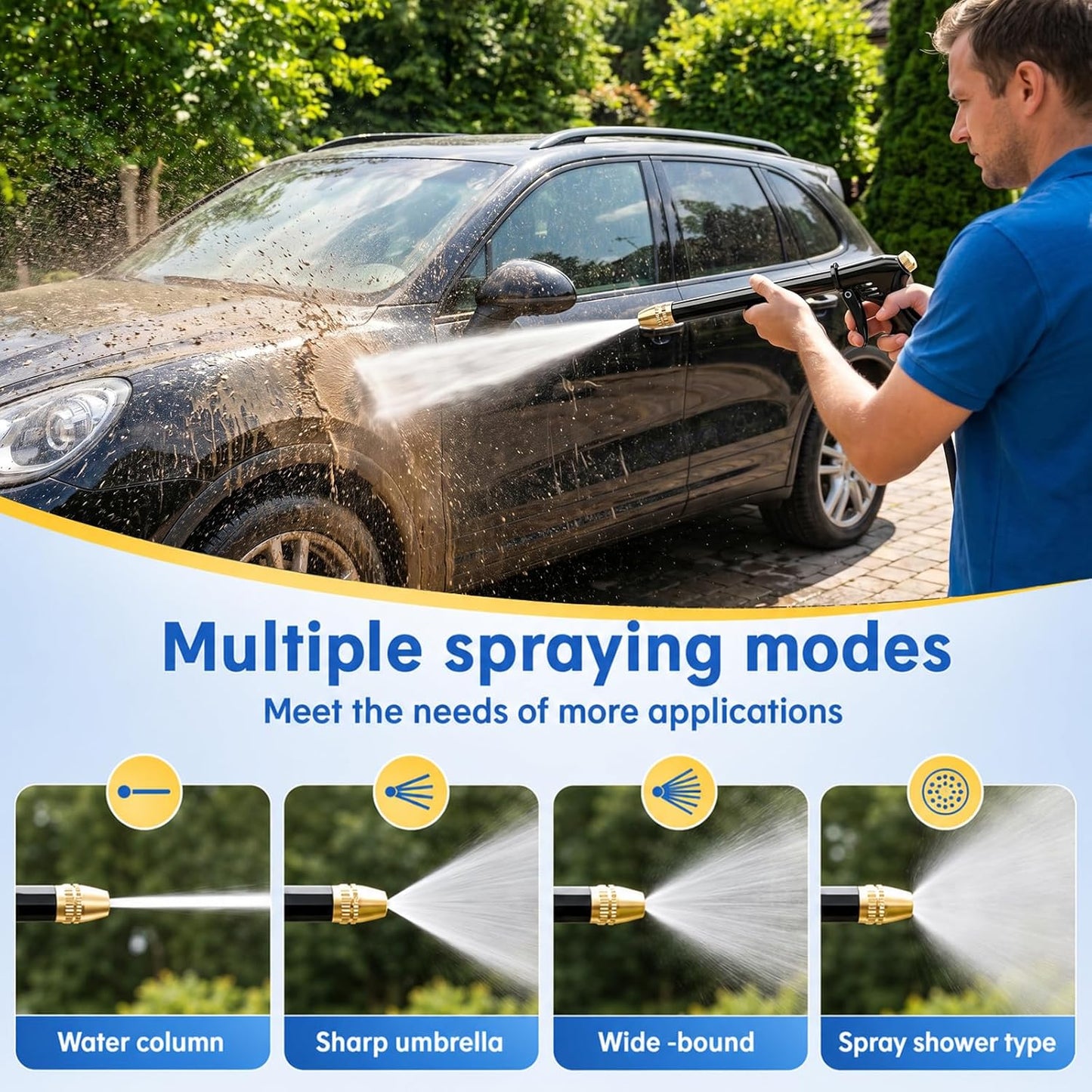 🏆 Højtryksrens / Højtryksstråle 💦 Ergonomisk greb • Trykdyse – Kraftfuld bilvask 🚗 og havevanding 🌻 Nem og enkel at bruge! 👍