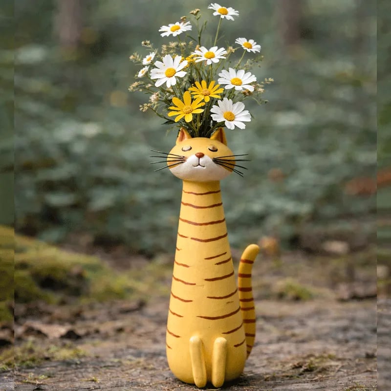 😻 Håndlavet keramisk kattevase – Unikt, originalt design – Dekorativ vase til katteelskere