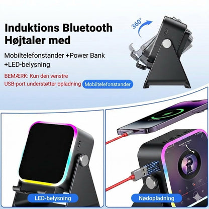 Trådløs induktionshøjtaler med mobilholder
