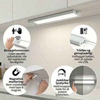 Trådløst LED-skabslys med bevægelsessensor – Magnetisk og dæmpbar