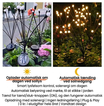 Solcelledrevet ildflue-havebelysning
