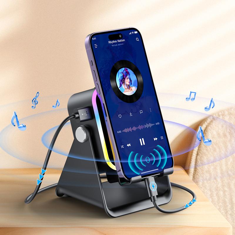 Trådløs induktionshøjtaler med mobilholder
