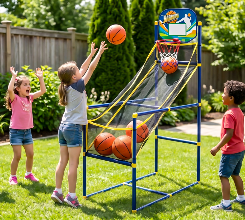 🔥 📢Begrænset tid: 50% rabat! 🏀 Arcade-basketballspil til børn – Sikkert og sjovt indendørs kaste-spil med automatisk boldretur 🎯