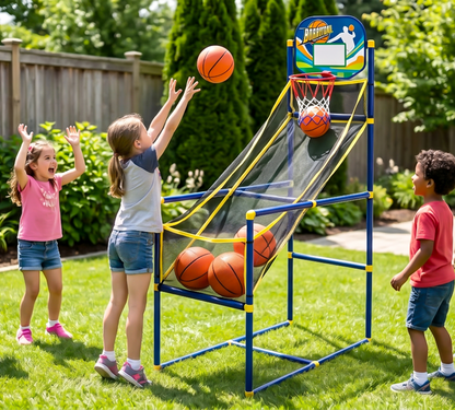 🔥 📢Begrænset tid: 50% rabat! 🏀 Arcade-basketballspil til børn – Sikkert og sjovt indendørs kaste-spil med automatisk boldretur 🎯