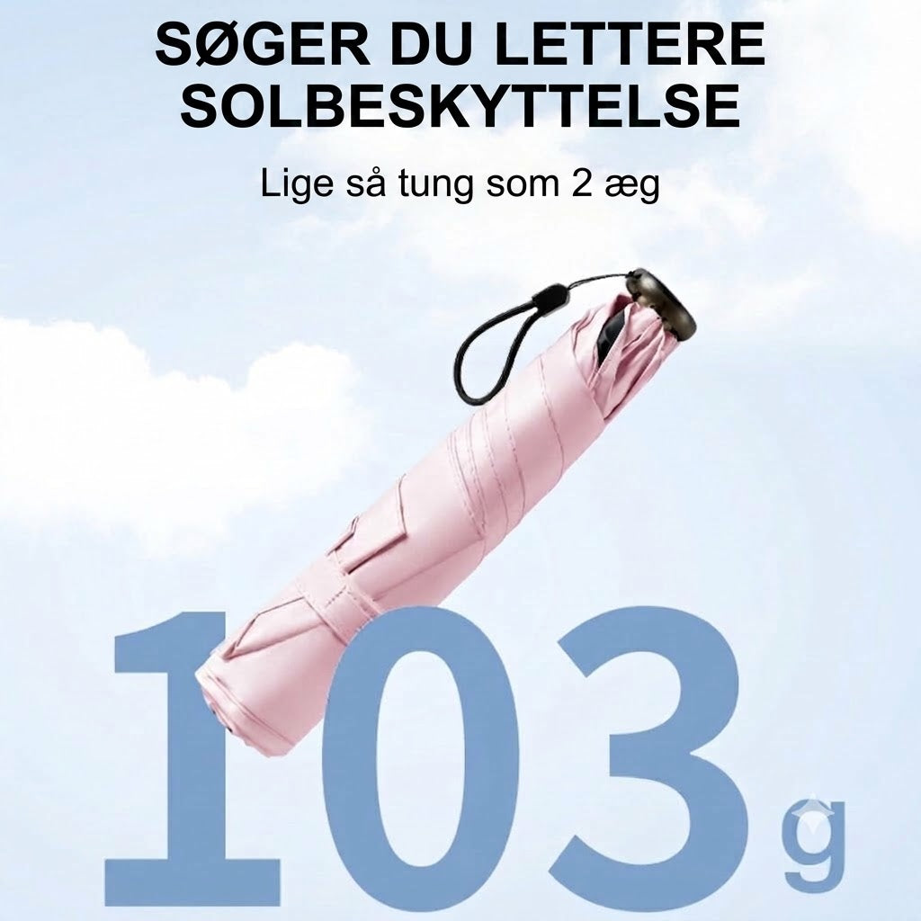 Ultralet kulfiberparaply – UV-beskyttelse (sort belægning), sol- og regnbeskyttelse ☂️