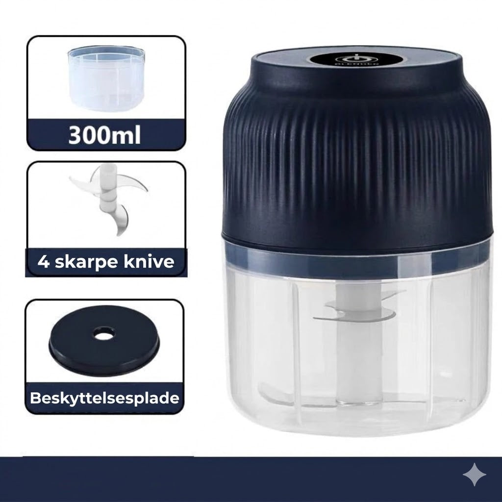 Ledningsfri minihakker – elektrisk foodprocessor til hvidløg og løg – USB-opladning