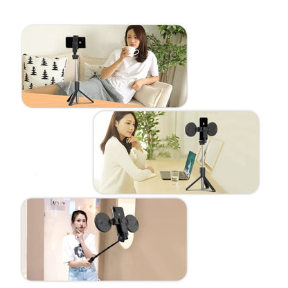 6-i-1 selfiestang med stativ og fill-light – Bluetooth-stativ med fjernbetjening (til iPhone og Android)