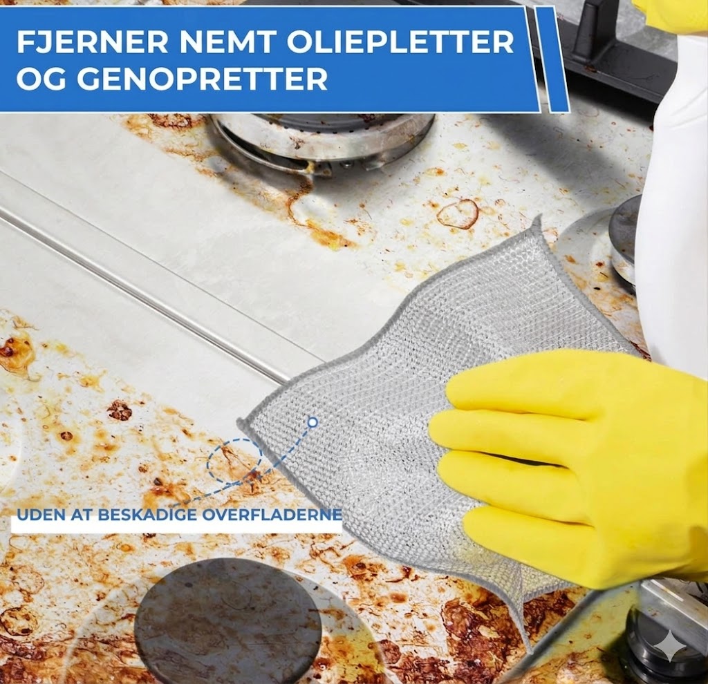 Genanvendelige sølvfarvede rengøringsklude i net (10 stk.) – effektiv rengøring uden ridser – til gryder, glas og bordplader – hurtigtørrende og slidstærke