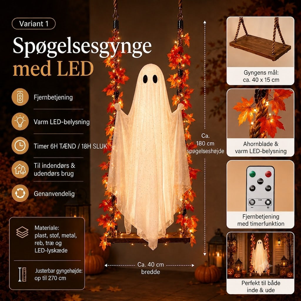 👻🎃Spøgelsesgynge med LED-lys – Den nye halloween-dille i 2026! 🍁👻