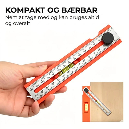 Multifunktionel dybdemåler med vaterpas - måleværktøj til træarbejde og DIY