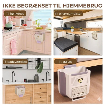Pladsbesparende sammenklappelig affaldsspand