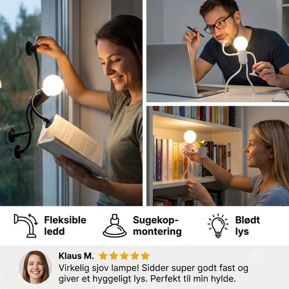 LED-lys med sugekop – sjovt design med udskiftelige sugekopper til dekoration