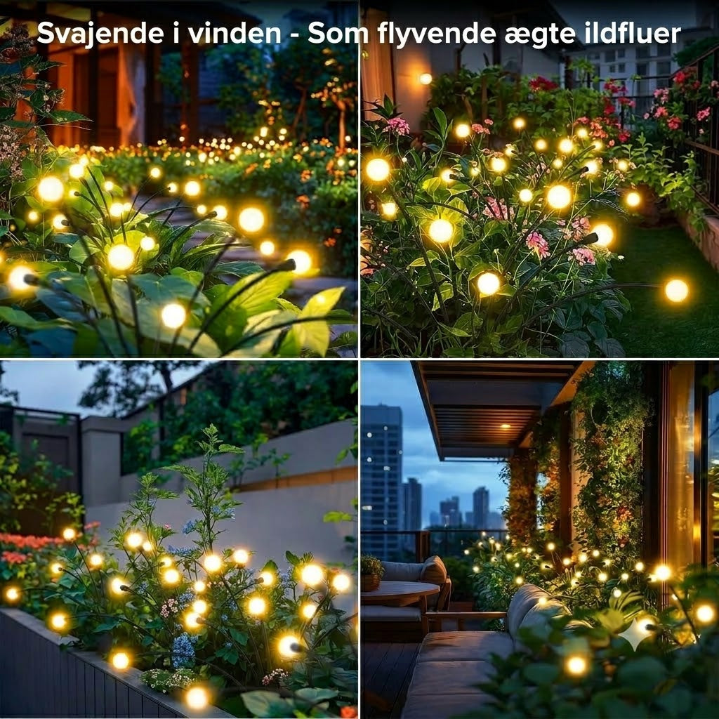 Solcelledrevet ildflue-havebelysning