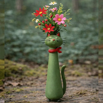 😻 Håndlavet keramisk kattevase – Unikt, originalt design – Dekorativ vase til katteelskere