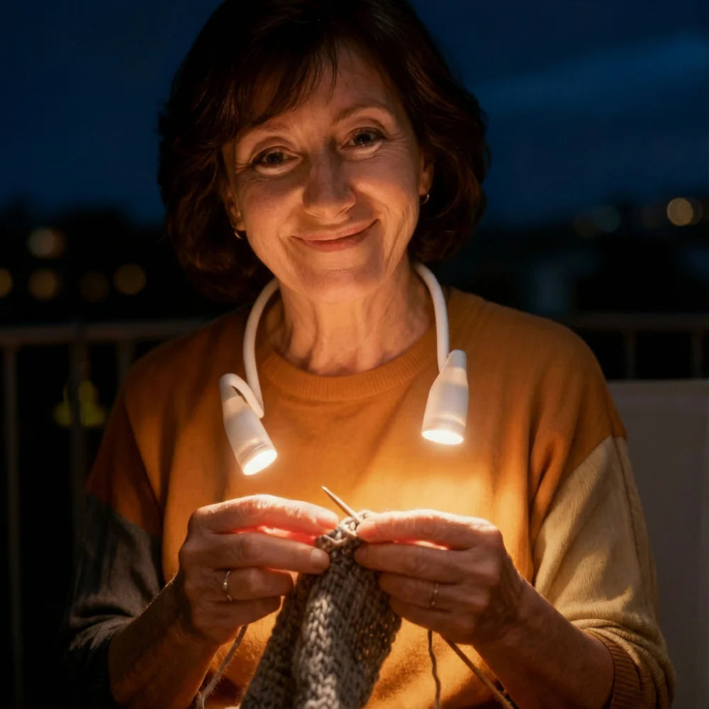Genopladelig LED-nakkelampe til læsning og strikning (dæmpbar)