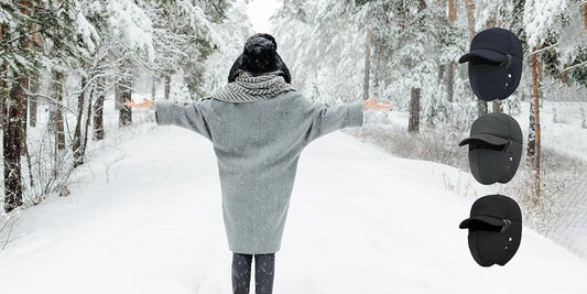 Varm vinterhue med ansigtsbeskyttelse
